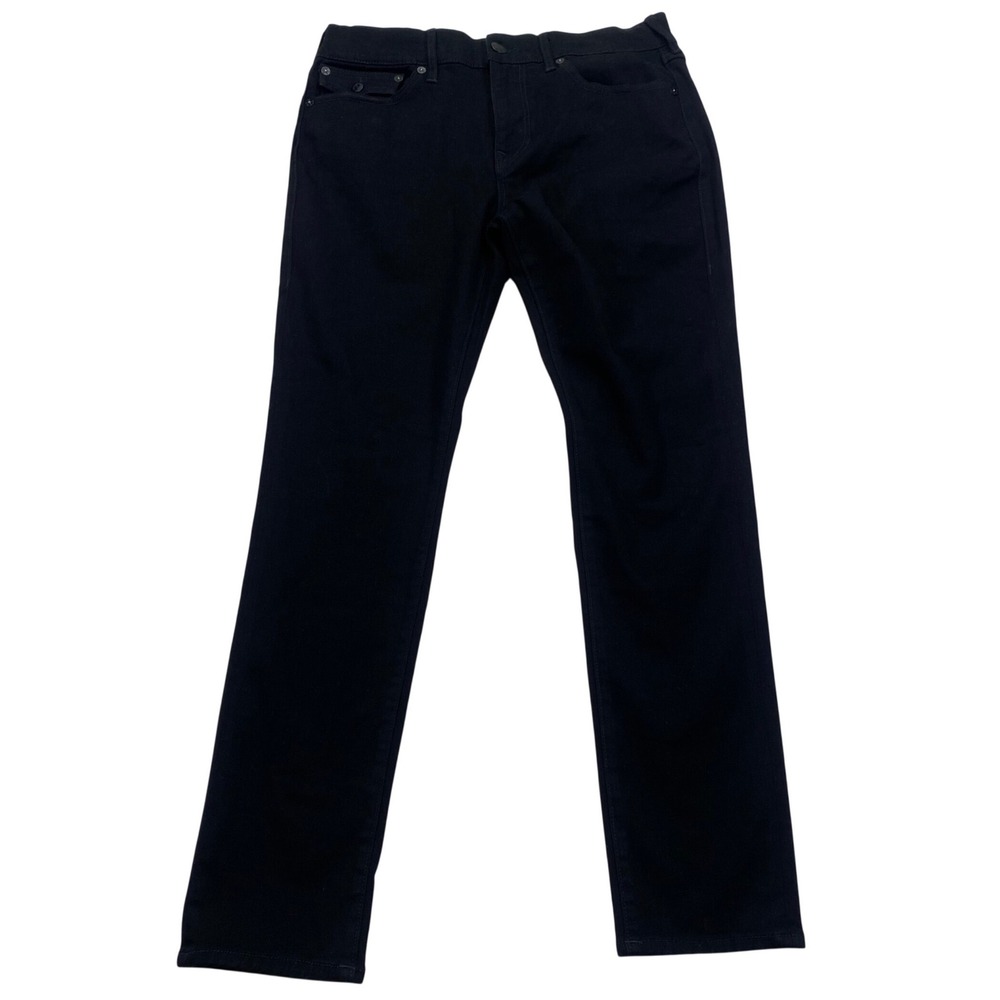 True Religion Rocco Relaxed Skinny Mens 34x32 Black Flap Pocket Jeans 105707 New